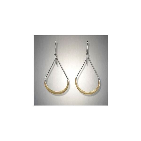 14 Karat Yellow Gold Filled and Sterling Silver Teardrop Wire Earrings Bluestone Jewelry Tahoe City, CA