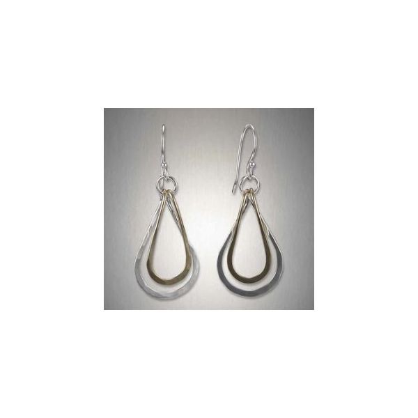 14 Karat Yellow Gold Filled and Sterling Silver Double Teardrop Wire Earrings Bluestone Jewelry Tahoe City, CA