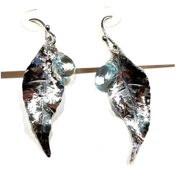 Silver French Wire Earrings with Blue Topaz Bluestone Jewelry Tahoe City, CA