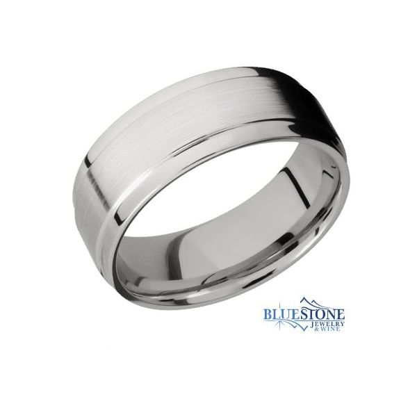 8mm Cobalt Band with Flat Grooved Edges(Satin Middle/Polish Edges) Bluestone Jewelry Tahoe City, CA