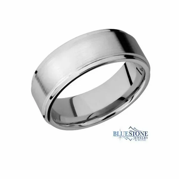 8mm Cobalt Band with Flat Grooved Edges (Angle Stone/Polished) Image 2 Bluestone Jewelry Tahoe City, CA