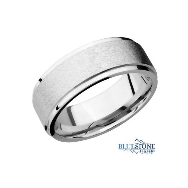 8mm Cobalt Band with Flat Grooved Edges (Angle Stone/Polished) Bluestone Jewelry Tahoe City, CA
