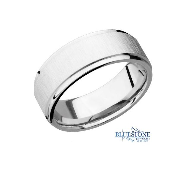 8mm Cobalt Band with Flat Grooved Edges (Cross Satin Middle/Polished Edges) Bluestone Jewelry Tahoe City, CA
