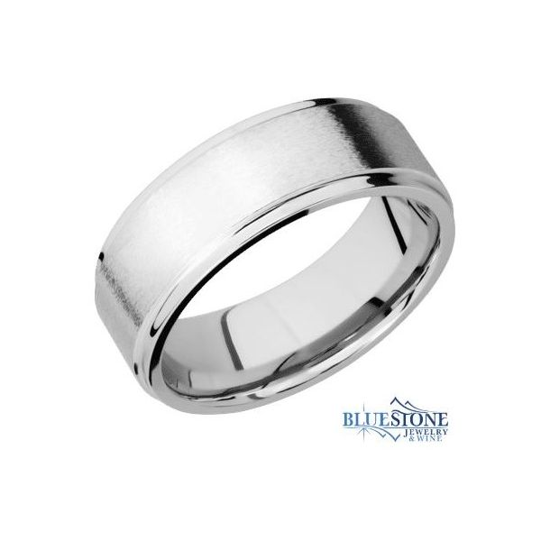 8mm Cobalt Band with Flat Grooved Edges (Stone Middle/Polished Edges) Bluestone Jewelry Tahoe City, CA