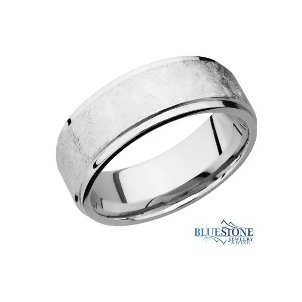 8mm Cobalt Band with Flat Grooved Edges (Distressed Middle/Polished Edges) Bluestone Jewelry Tahoe City, CA