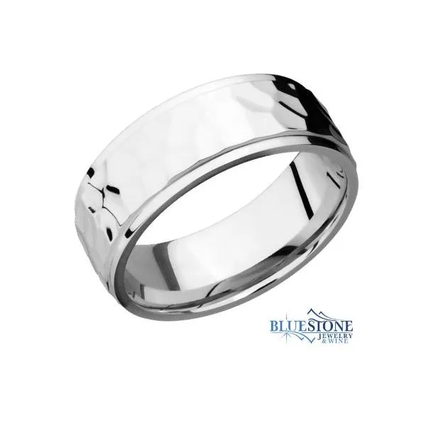 8mm Cobalt Band with Flat Grooved Edges (Rock Polish Middle/Polished Edges) Bluestone Jewelry Tahoe City, CA