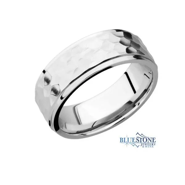 8mm Cobalt Band with Flat Grooved Edges (Hammer Middle/Polished Edges) Bluestone Jewelry Tahoe City, CA