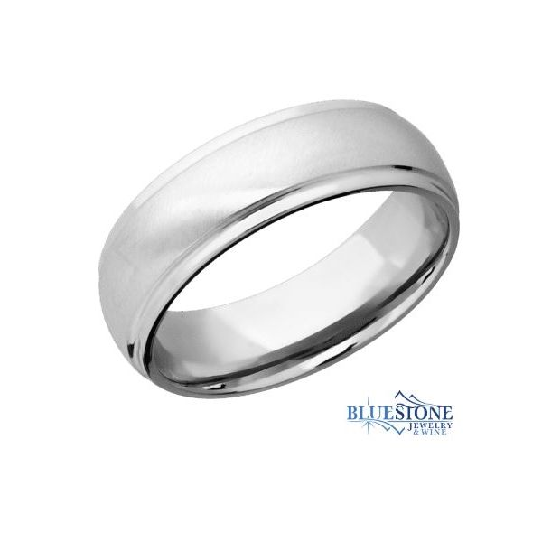 7mm 14K White Gold Band w/ Stepped Down Edges(Angle Satin Middle/Polished Edges) Bluestone Jewelry Tahoe City, CA