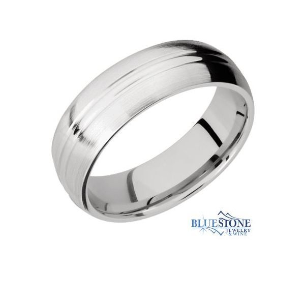 7mm Cobalt Domed Band w/ Polished Groove Middle Section & Satin Bluestone Jewelry Tahoe City, CA