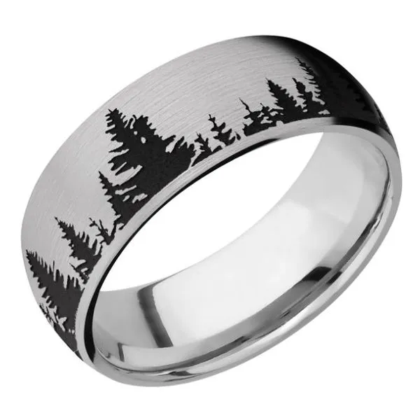 8mm Titanium Domed Ring w/Truckee Tahoe Trees(size10.5) Image 2 Bluestone Jewelry Tahoe City, CA