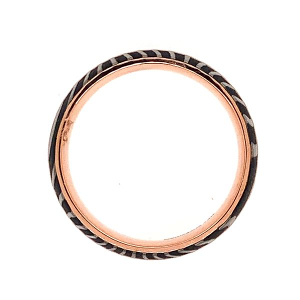 14 Karat Rose Gold & Damascus Steel 8mm Band- Size 10 Image 3 Bluestone Jewelry Tahoe City, CA