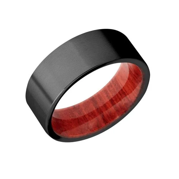 Black Zirconium 8mm Ring with a Redheart Hardwood Sleeve- Size 9 Bluestone Jewelry Tahoe City, CA