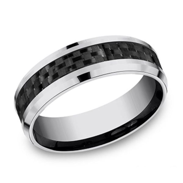 Tungsten with Carbon Inlay Wedding Band- Special Order Only Bluestone Jewelry Tahoe City, CA