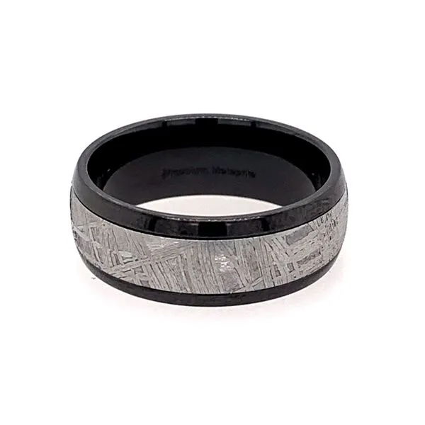 Black Zirconium Domed 8mm Band with 5mm Genuine Meteorite Inlay.<br>Ring Image 2 Bluestone Jewelry Tahoe City, CA