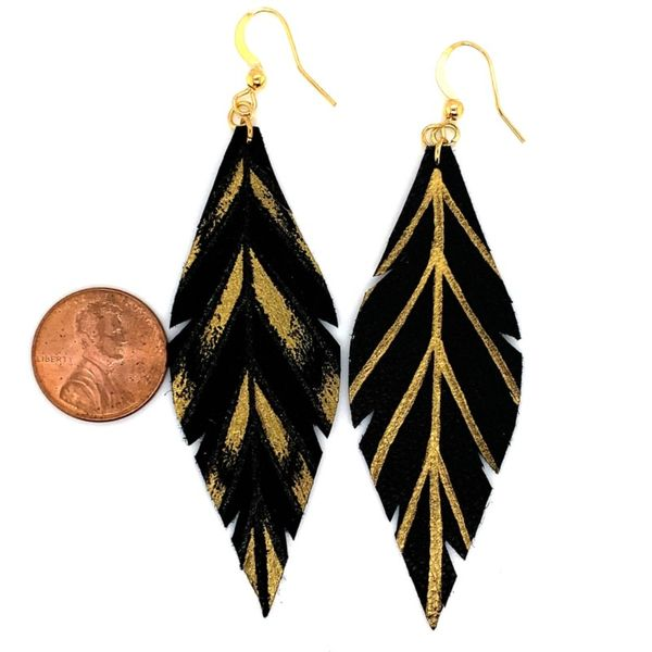 Hand Painted Leather Feathers Wire Earrings Image 2 Bluestone Jewelry Tahoe City, CA