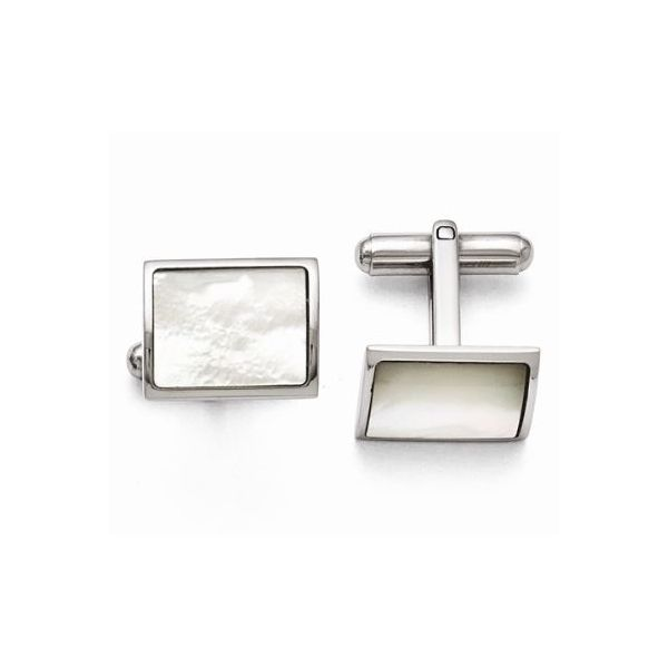 Stainless Steel with Mother of Pearl Cuff Links Bluestone Jewelry Tahoe City, CA