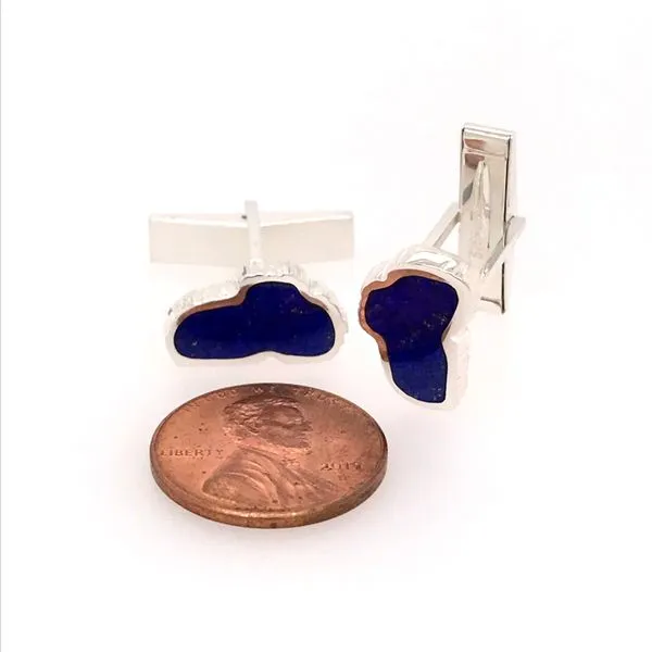 Medium Lake Tahoe Lapis Cuff Links Image 2 Bluestone Jewelry Tahoe City, CA