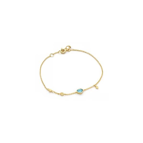 Sterling Silver with 14 Karat Yellow Gold Plating Bracelet with Turquoise Bluestone Jewelry Tahoe City, CA