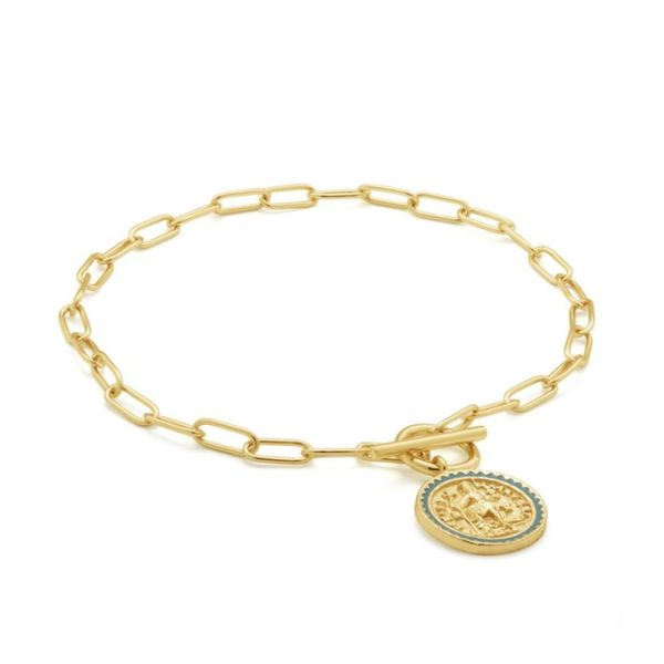 Sterling Silver 14 Karat Yellow Gold Plated Chain Link Bracelet with Emperor Coin Bluestone Jewelry Tahoe City, CA