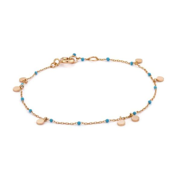 Sterling Silver with 14 Karat Rose Gold Plating Bracelet with Turquoise Enamel Bluestone Jewelry Tahoe City, CA