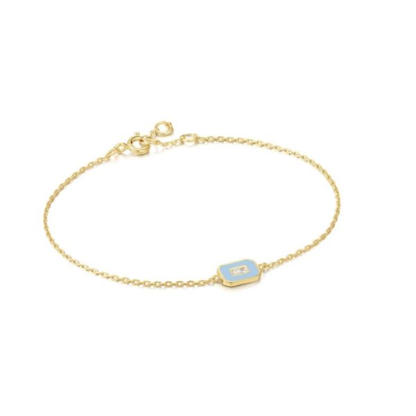 Sterling Silver with Yellow Gold Plating Bracelet with White Enamel and CZ Bluestone Jewelry Tahoe City, CA