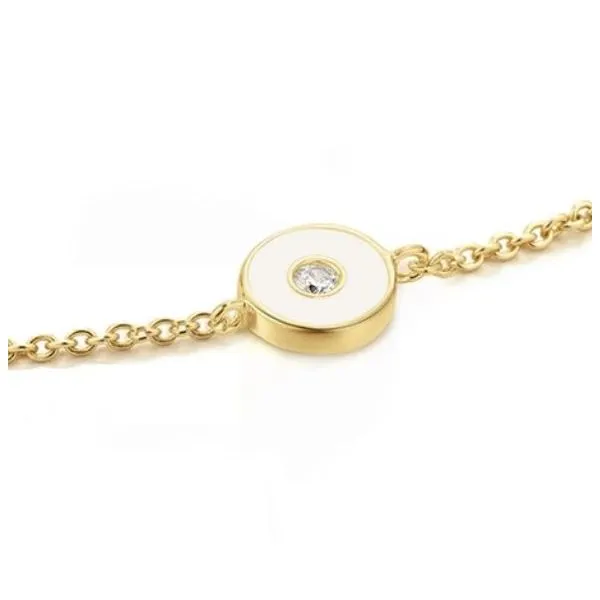 Sterling Silver with Yellow Gold Plating Bracelet with White Enamel and CZ Image 2 Bluestone Jewelry Tahoe City, CA