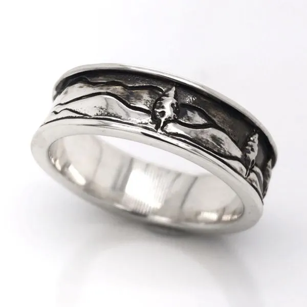 Sterling Silver Mountain Range and Tree Ring- Ring Size 9.5 Image 2 Bluestone Jewelry Tahoe City, CA