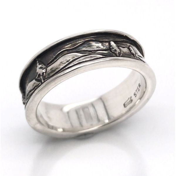 Sterling Silver Mountain Range and Tree Ring- Ring Size 9.5 Bluestone Jewelry Tahoe City, CA