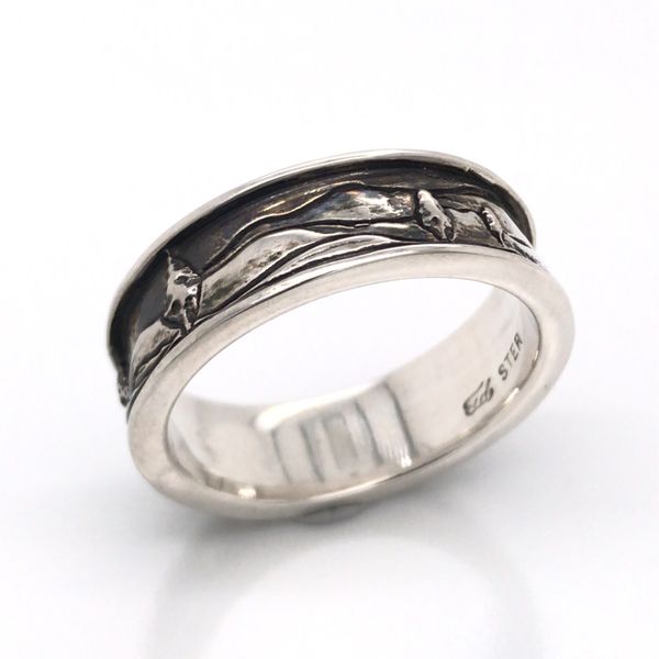 Sterling Silver Mountain Range and Tree Ring- Ring Size 9.5 Bluestone Jewelry Tahoe City, CA