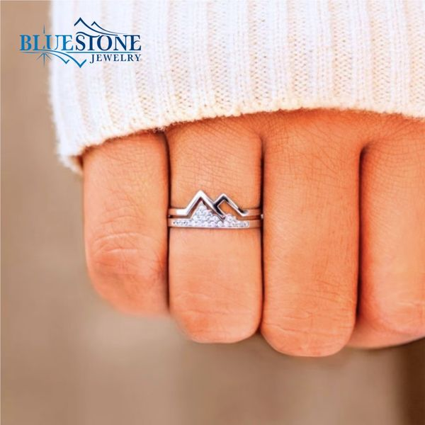 Sterling Silver Mountain Ring with CZs- 8 Image 3 Bluestone Jewelry Tahoe City, CA