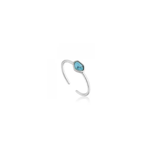 Sterling Silver Rhodium Plated Adjustable Ring with Natural Turquoise Bluestone Jewelry Tahoe City, CA