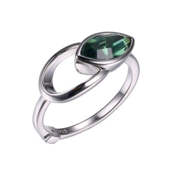 Silver Ring with Green Swarovski Erinite- Size 7 Bluestone Jewelry Tahoe City, CA