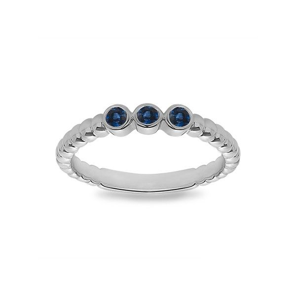 Sterling Silver Ring with Round Three Dark Blue Stones. Ring Size 7. Bluestone Jewelry Tahoe City, CA