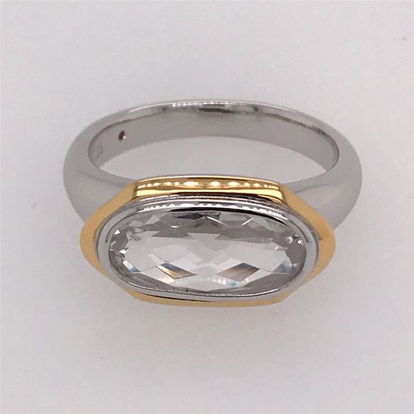 Silver & Gold Ring with CZ and Ruby- size 9 Image 2 Bluestone Jewelry Tahoe City, CA