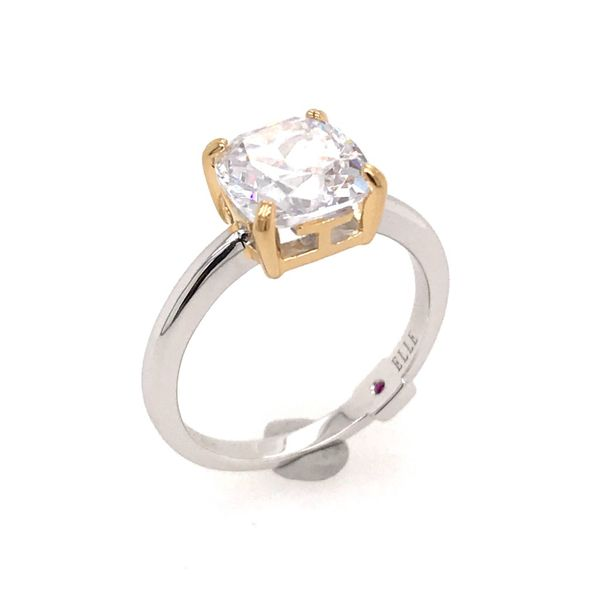 Silver & Yellow Gold Ring withCubic Zirconias and Ruby- size 6 Bluestone Jewelry Tahoe City, CA