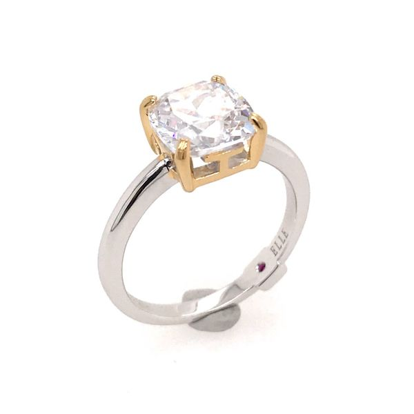 Silver & Gold Ring with Cubic Zirconia and Ruby- size 9 Bluestone Jewelry Tahoe City, CA