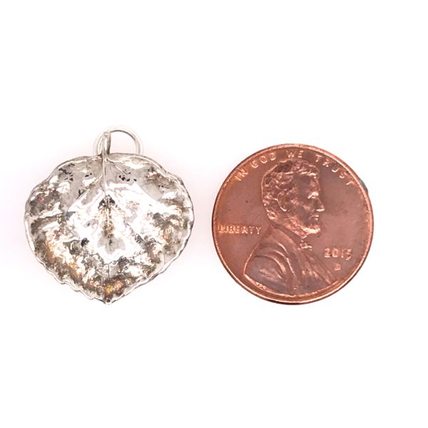 Large Sterling Silver Aspen Leaf Charm/Pendant Image 3 Bluestone Jewelry Tahoe City, CA