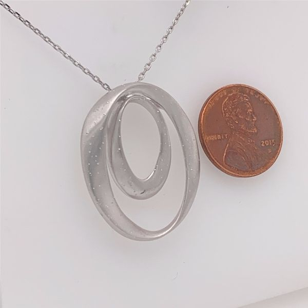 Sterling Silver with Rhodium Plating Double Oval Necklace with a 18 inch Link Chain Image 2 Bluestone Jewelry Tahoe City, CA