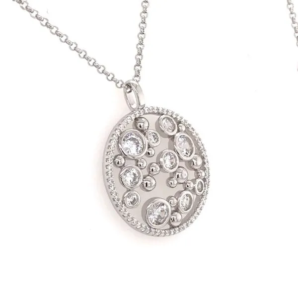 Silver w/ Rhodium Plating Pendant with CZ's Image 2 Bluestone Jewelry Tahoe City, CA