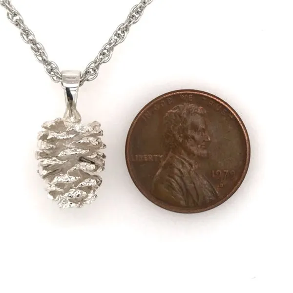 Sterling Silver Alder Pine Cone Pendant Image 2 Bluestone Jewelry Tahoe City, CA