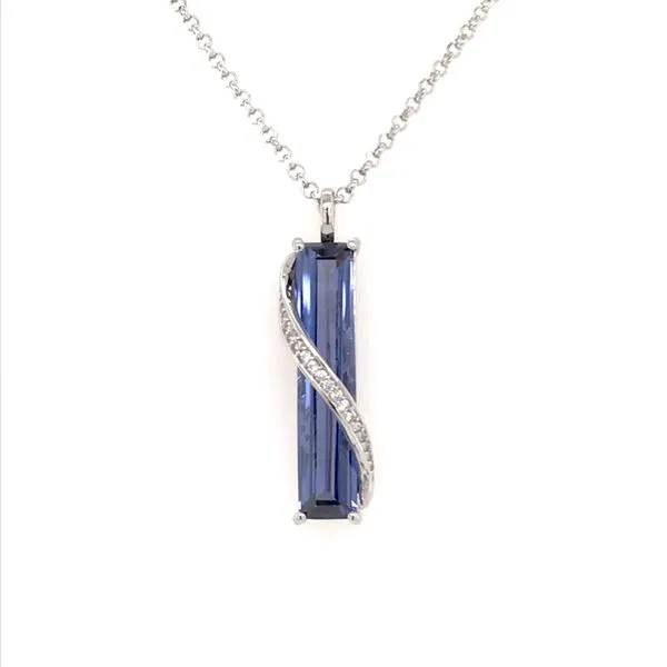 Sterling Silver Rhodium Necklace with one Large Purple Tanzanite and CZs Bluestone Jewelry Tahoe City, CA