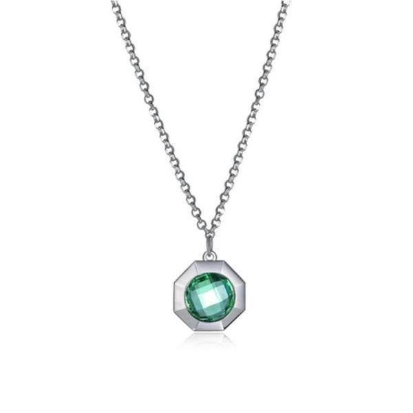 Sterling Silver Rhodium Pendant with One Round Green Quartz Bluestone Jewelry Tahoe City, CA