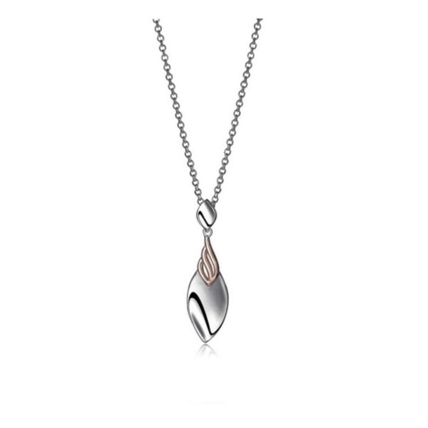 Sterling Silver Rhodium Petal Pendant with 14 Karat Rose Gold and Chain Bluestone Jewelry Tahoe City, CA