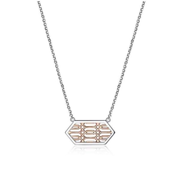 Sterling Silver Rhodium and 14 Karat Rose Gold Plated Necklace Bluestone Jewelry Tahoe City, CA