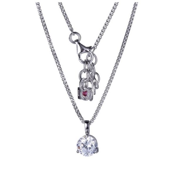 Sterling Silver Rhodium Necklace with Cubic Zirconia and Ruby Bluestone Jewelry Tahoe City, CA