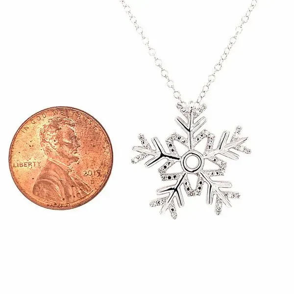 Sterling Silver Diamond Snowflake Pendant with Chain Image 2 Bluestone Jewelry Tahoe City, CA