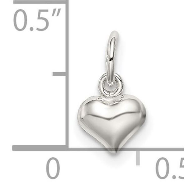 Mini Sterling Silver Polished Puff Heart Charm Image 3 Bluestone Jewelry Tahoe City, CA