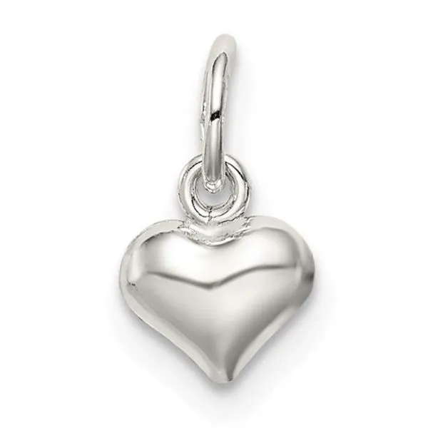 Mini Sterling Silver Polished Puff Heart Charm Bluestone Jewelry Tahoe City, CA