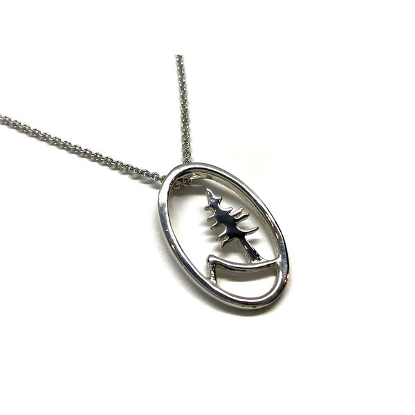 Sterling Silver Oval Mountain and Tree Necklace Image 2 Bluestone Jewelry Tahoe City, CA