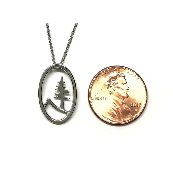 Sterling Silver Oval Mountain and Tree Necklace Image 3 Bluestone Jewelry Tahoe City, CA